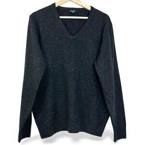 J.Crew black v-neck sweater Size M, Lambswool Cashmere Blend, Preppy, Classic